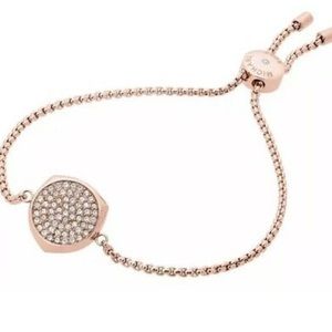 MICHAEL KORS GOLD TONE PAVE DISC SLIDER BRACELET